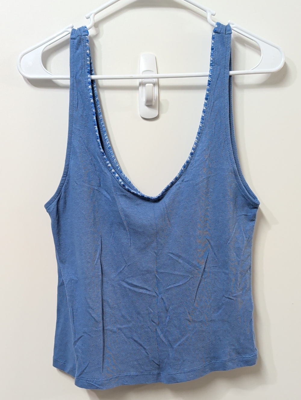 Intimately Free People Blue Scoop Neck Contrast Trim Tank Top